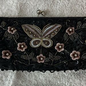 Elegant Black Beaded Clutch